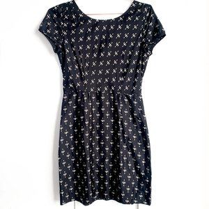 J.CREW 100% silk black cocktail dress short sleeve